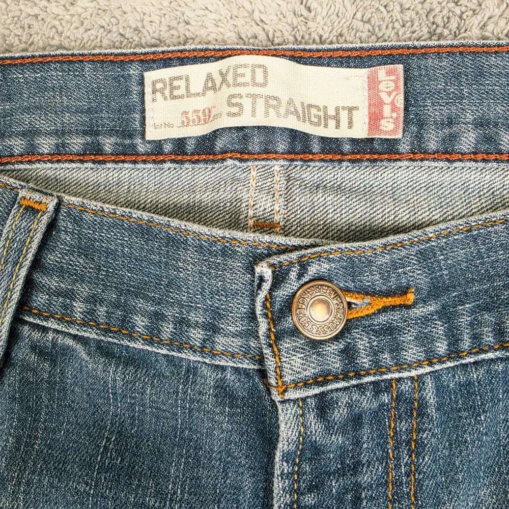 Levis 559 Relaxed Straight Jeans Mens 36x32 Blue Medium Wash Denim Cotton Casual